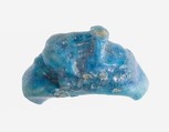 Ring Fragment, Frog in the round, Faience, blue, green