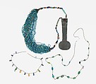 Amulets and string of beads, Faience, glazed steatite