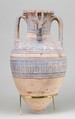 Blue-Painted Ibex Amphora from Malqata, pottery, white cream slip, paint