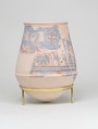 Blue-painted Jar from Malqata with Hathor Emblem, pottery, slip, paint