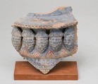 Blue-Painted Jar Fragment With Molded Decoration from Malqata, pottery, slip, paint