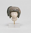 Head from a Spoon in the form of a Swimming Girl, Travertine (Egyptian alabaster), steatite