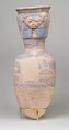 Storage Jar Embossed with the Hathor Emblem, Pottery, slip, paint
