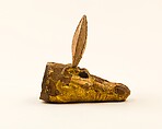 Mask for a crocodile mummy, Wood, gold leaf