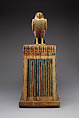 Falcon Box with Wrapped Contents, Painted and gilded wood, linen, resin, feathers