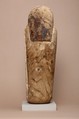 Anthropoid-coffin-form canopic container inscribed with the name of Duamutef, Wood, paint