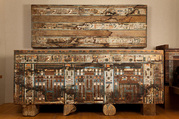 Outer coffin of Hapiankhtifi, Coniferous wood, paint, iron bolts, brass straps