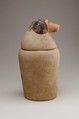 Canopic Jar Representing the Deity Hapy, Limestone, paint