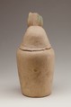 Canopic Jar Representing the Deity Duamutef, Limestone, paint