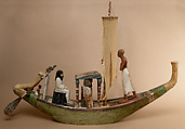 Model Funerary Barque, Wood, paint, stucco