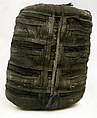 Sacred animal mummy bundle containing shrews, Dyed linen, animal remains, mummification materials