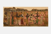 Cartonnage fragment, Linen, stucco, paint