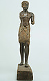 Statuette of a Young Man, Wood (probably ebony), gesso, linen, glass inlay