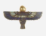 A pendant depicting a ba-bird with outstretched wings, Gold, lapis lazuli, turquoise, carnelian