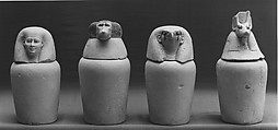 Canopic Jar Representing the Deity Duamutef, Limestone, paint
