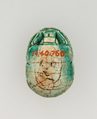 Scarab Inscribed with the Throne Name of Amenhotep I, Steatite, glazed