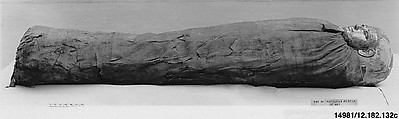 Mummy of Ukhhotep, son of Hedjpu, Mummified human body, linen, mummification material, painted and gilded wood, obsidian, travertine (Egyptian alabaster)