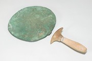 Mirror, Ivory (handle); Bronze or copper alloy (mirror)