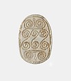 Scarab Incised with Hieroglyphs and Scrolls, Glazed steatite