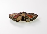 Butterfly amulet, Silver, carnelian, faience