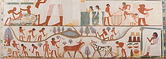 East Wall, South Side of Nakht's Offering Chapel, Norman de Garis Davies (1865–1941), Tempera on paper