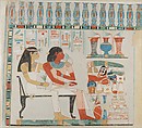 Djehuty and his Mother Receiving Offerings, Tomb of Djehuty, Norman de Garis Davies, Tempera on paper