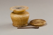Kohl Jar and Stick, Travertine (Egyptian alabaster)