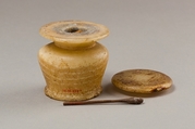 Kohl Jar and Stick, Travertine (Egyptian alabaster)