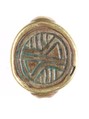 Cowroid Bead Set in a Ring Bezel, Steatite (glazed), gold