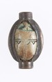 Scarab Mounted in a Ring Bezel, Glazed steatite, electrum