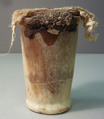 Inscribed Ointment Jar From Foundation Deposit 2 of Hatshepsut's Valley Temple, Travertine (Egyptian alabaster), linen