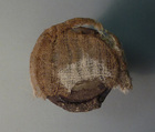 Inscribed Ointment Jar From Foundation Deposit 2 of Hatshepsut's Valley Temple, Travertine (Egyptian alabaster), linen