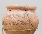 Jar With Hieratic Inscription, Pottery (rough red, originally whitewashed), paint