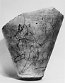 Ostracon with the Drawing of a Cat, Pottery, charcoal