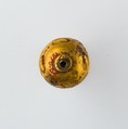 Hollow spherical bead with the Names of  Ramesses II and Queen Isetnefret, Gold