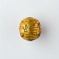 Hollow spherical bead with the Names of  Ramesses II and Queen Isetnefret, Gold