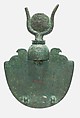 An aegis of Isis, Bronze or copper alloy, green glass, blue glass