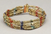 Beaded Armlet, Gold, carnelian, lapis lazuli, blue and green glass, faience on bronze or copper wire