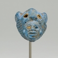 Handle Depicting a Lion Subduing a Nubian, Egyptian blue, gold