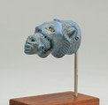 Handle Depicting a Lion Subduing a Nubian, Egyptian blue, gold