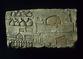 Relief with a bedroom and storerooms, Limestone, paint (mostly modern)