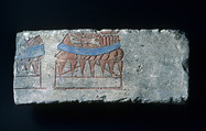 Relief with offering stands, Limestone, paint (mostly modern)