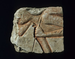 Relief with a stooped workman, Limestone, paint (mostly modern)