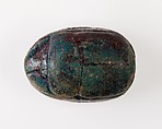 Scarab with Uraeus and Papyrus Plants, Dark green glazed steatite