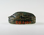 Scarab with Uraeus and Papyrus Plants, Dark green glazed steatite