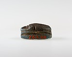 Scarab Incised with Hieroglyphs and Geometric Motif, Blue faience