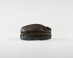 Scarab Incised with Hieroglyphs and Geometric Motif, Blue faience
