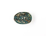 Scarab Decorated with Scrolls, Bright blue glazed steatite