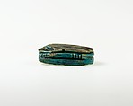 Scarab Decorated with Scrolls, Bright blue glazed steatite