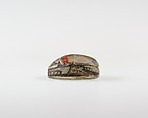 Scarab Incised with Hieroglyphs and Scroll, Steatite, traces of green glaze